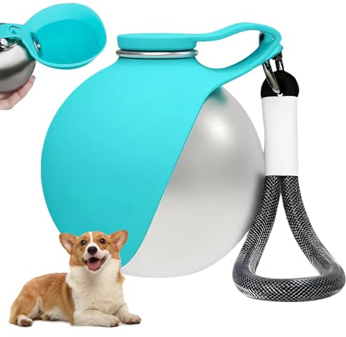 Gamelle Étanche avec Bol Pliable, Gourde Chien avec Bol en Pliable Silicone, Gourde Chien Promenade Gamelle, Gourde de Compacte pour Chiens, pour Sorties, Marche Quotidienne, Voyages, Camping