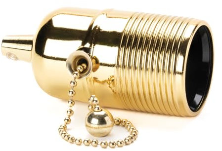 Fassung E27 aus Metall vermessingt mit Zugschalter Messing Lampenfassung