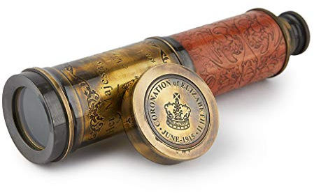 Handcrafted 20 inches Brass Telescope Powerful 20X Clear Vision Lens, Commemorative Elizabeth II Design, Perfect for Sailors, Travel & Home Décor, Nautical Replica | Super7One