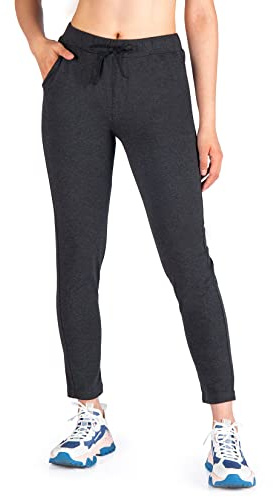 Yogipace Women's 7/8 On The Go Pants, Drawstring Casual Lounge Joggers, Everyday Travel Pants,Charcoal,27,Size XXL