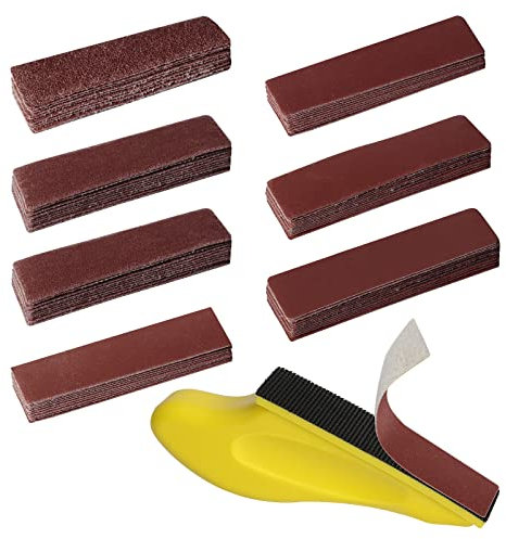 71 Pieces 40-2000 Grit Wet and Dry Sandpaper, GOH DODD Micro Detail Sander Kit, Mini Hand Sanding Block with Hook and Loop Sand Paper for Woodworking Tight Narrow Spaces Auto Metal Glass Resin