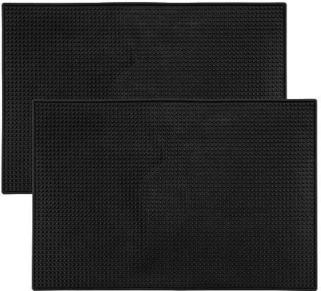 ZEONHEI 2 tappetini da bar in silicone, 45 x 30 cm, antiscivolo, per bar, bar, club, cucina, colore nero
