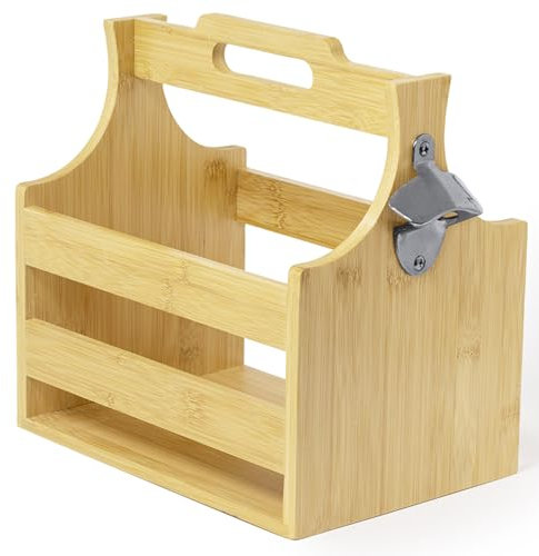 Flaschenträger aus Holz für 6 Flaschen, Bierträger mit Flaschenöffner, Sixpack, Männerhandtasche Geschenkidee Männer, Geburtstag, Vatertag, Grillparty
