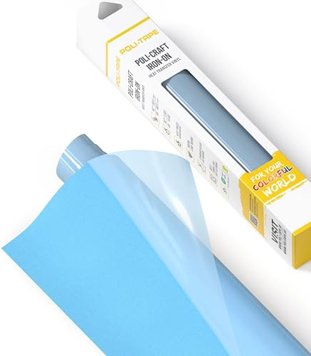 POLI-TAPE TUBITHERM® FLOCK Pellicola di trasferimento con superficie vellutata per tessuti, pellicola floccata da applicare con ferro da stiro, per magliette fai da te, blu ghiaccio, 30,5 cm x 61 cm