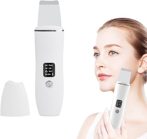 Pulizia Viso Ultrasuoni, Professionale Skin Scrubber Ricaricabile, Spatola per la Pulizia Della Pelle, Rechargeable Skin Scrubber Blackhead Remover, Spatola Pulizia Viso per la Pulizia Profonda
