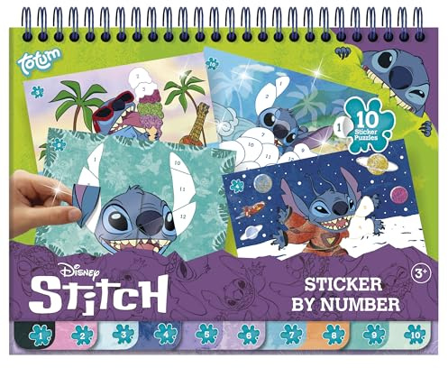 Stitch - Livre de coloriage pour enfants - Livre d'apprentissage créatif avec autocollants et images à colorier - Favorise la compréhension des chiffres et la motricité pour les petits artistes