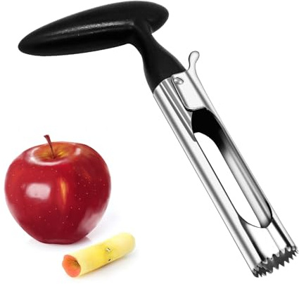 Apple Corer Tool, Stainless Steel Apple Corer Remover, Apple Core Remover, 2-in-1 Apple Corer and Slicer with Easy Push Core Release, Ergonomic Non-Slip Handle, Dishwasher Safe