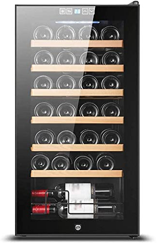IUBGFTO Wine Cooler Freestanding Compressor Wine Refrigerator Counter Home Bar Cellar with Locking Door Digital Control Adjustable Shelves 24/28 Bottles Large Capacity 24 Bottle-28 Bottle