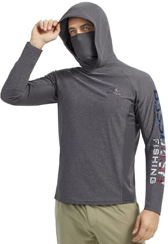 Bassdash Felpa con Cappuccio da Uomo con Maschera, UPF 50+, Grafica da Pesca, Manica Lunga, Traspirante e Antigoccia, Modello FS84M