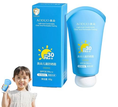 Crema solare per bambini e bambini, protezione solare sensibile per viso e corpo, protezione UVA e UVB, impermeabile, protezione solare estiva, protezione solare per esterni e spiaggia, SPF40+, 60 g
