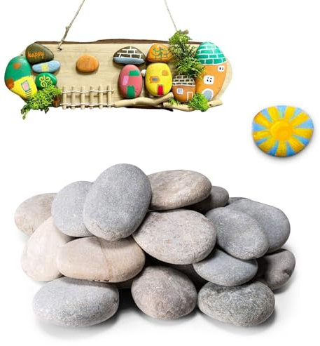 16 Pièces Galets à Peindre, Dessin Créative Galets à Peindre, Pierres Plates à Peindre, 3-5 cm, Pierres Créatives Peintes à la Main DIY, pour Décoration de Jardin, Décoration de Aquarium