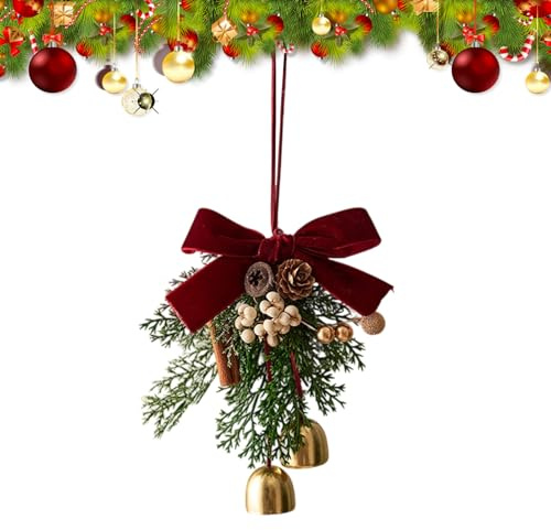 Christmas Jingle Bells for Door,Festive Ornament - Christmas Winter Holiday Front Door Decoration - for Entrance Porch Indoor Wall Window Mantel Fireplace Tree Wreath
