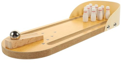 Toyvian Juego de Bolos de Mesa Mini de Madera y Abs para Personas Mayores Tacto Suave y Cómodo, Adecuado para Actividades al Aire Libre y Juegos de Escritorio
