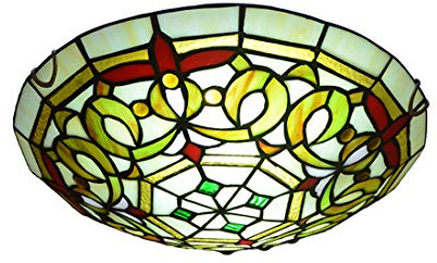 Lampada da soffitto in stile Tiffany, dimmerabile, in stile barocco, rotonda, con montaggio a incasso, per soggiorno, camera da letto, cucina e bagno