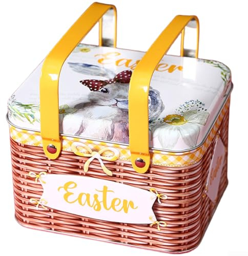 Cartoon-Eisen-Blechbehälter mit Griff für Kekse, Kekse, Süßigkeiten und Snacks, mit feuchtigkeitsbeständigem, sicherem Deckel (A)