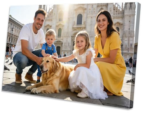 Foto su tela personalizzate senza cornice, 20 x 30 cm / 8x12in, stampa fotografica personalizzata poster ritratto di animali domestici, ricordo delle vacanze, tela regalo per famiglia, feste, regalo