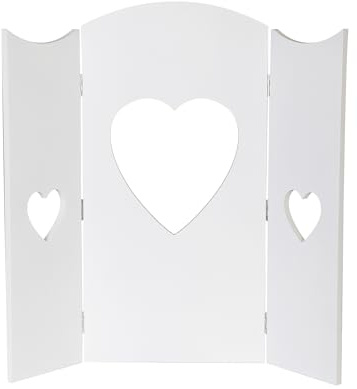 DRULINE Heart Wandschirm - Fensterdeko aus Holz, Fensterladen Aufsteller, Shabby Chic Dekoration, 60x58.5 cm, Klappbar - Erhältlich in Grau, Natur, Weiß - Rustikal, Vintage, Innenraum