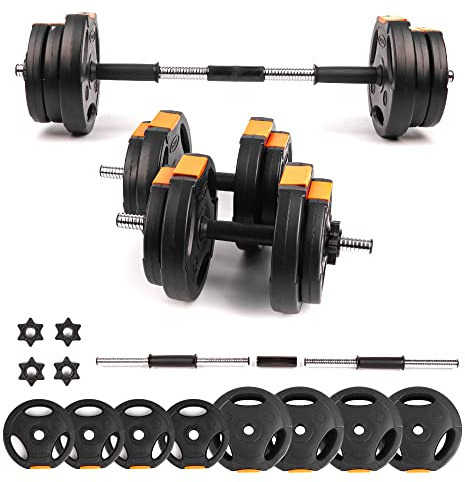Phoenix Fitness Dumbbells Weight Set - Adjustable 2-in-1 Barbell Set for Exercise, Muscle and Strength Training - Weight: up to 15kg