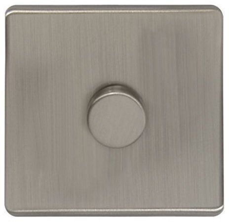 LED Dimmer Switch Brushed Chrome Screwless Finish 1 Gang 2 Way 5w to100w N352DME