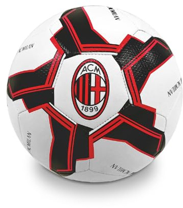 Mondo Sport -Pallone Da Calcio Cucito A.C. Milan, Colore Bianco Rosso Nero, size 5, 13643
