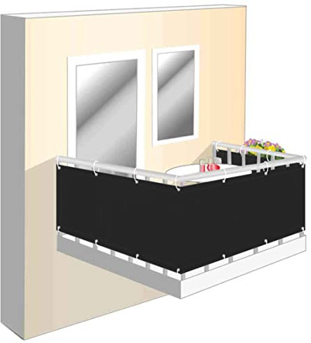 Wind and Privacy Screen Fabric for Balcony 80 x 1000 cm, Balcony Cladding, Privacy Screen Accessories Including Balcony Railing Privacy Screen for Balcony Railings, Patio and Garden Dark Grey