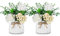 BLOSMON Decoracion de Mesa Flores Artificiales en Florero Pequeña Flor Falsa Blanco 2PCs Floral para mesas centros de Mesa Cocina Comedor Decoraciones Flor de imitación en florero Rosas de Seda