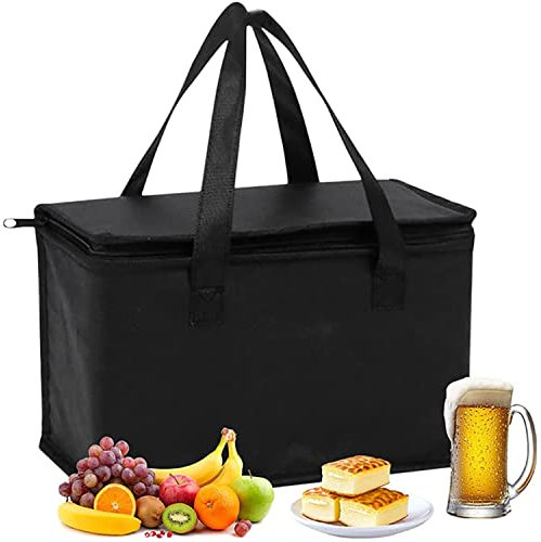 Faltbare Kühltasche - 30L Kühlbox,Groß faltbar Kühlkorb, Isoliertasche, für Büro Arbeit Outdoor Reisen Ideal als Isoliertasche, Einkaufskorb, Picknicktasche(Schwarz, 41 x 26 x 33 cm)