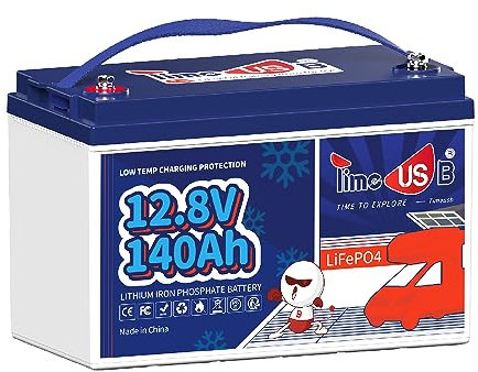 Timeusb LiFePO4 12V 140Ah Lithium Batterie mit Low-Temp Cut-Off,100A BMS &Max.1792Wh Energie,Wohnmobil Batterie,15000 Deep-Cycle-Batterien perfekt für Boote Haus Backup System Off-Grid Trolling Motor