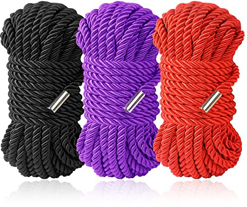 BAVIHOR Corda di seta, delicata sulla pelle, resistente, lunghezza 8 mm, multiuso, lunga corda intrecciata satinata (3 colori)