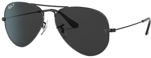 Ray-Ban Pilot Aviator Original con kit de cuidado, Negro | Negro Polarizado, Large 58