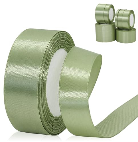 30 mm satinband salvia grönt band, tjockt band, 23 m satängband tårta band tyg rulle för hantverk hår rosetter ballong bukett blommor dressing tillverkning bröllop dekoration födelsedag julklappar