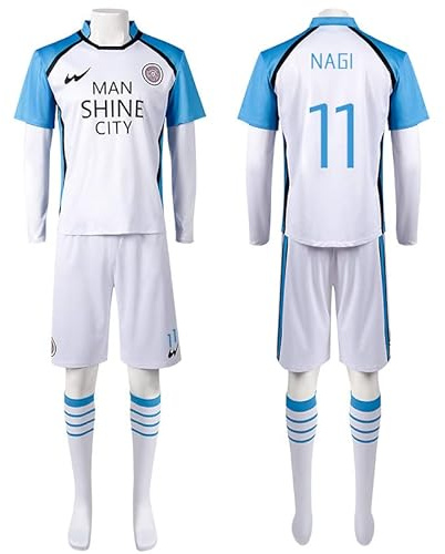 Zhongkaihua Nagi Blue Lock - Traje de fútbol REO Mikage de jersey, conjunto de pantalones cortos y calcetines para Halloween, juego de rol, Seishiro Nagi, M