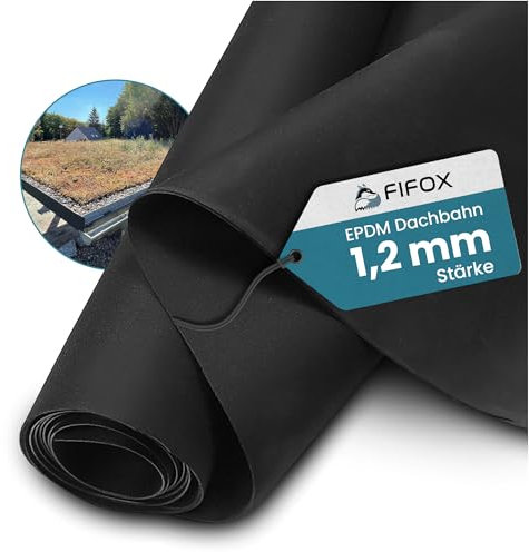 FIFOX - Langlebige EPDM Dachfolie für Carports und Gartenhäuser - Stärke 1,2 mm - 1,5 m x 1 m/EPDM Folie schwarz zur Dachabdichtung/Dachfolie wasserdicht