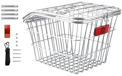 Panier vélo arrière, Panier arrière en métal pour vélo, Panier de Support de vélo avec réflecteur de vélo, étagère arrière pour Cadre de vélo, Porte-Bagages pour vélo