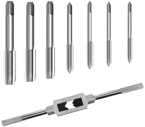 QINGYIWL Juego de Machos de Roscar, M3 M4 M5 M6 M8 M10 M12 Machos para Roscas con Llave de Macho Manual, Macho de Rosca para Madera, Plástico y Metal