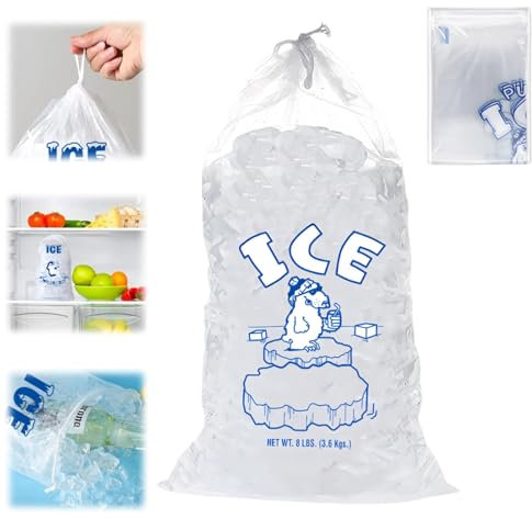 10PCS Ice Bags with Drawstring,Heavy Duty Ice Bags can Withstand 8 Pounds,Empty Ice Bag,Ice Bags for Ice Machine Storage Freezer Keeper,Ice Cube Bags Reusable,Ice Cube Bags,Ice Bags for Ice Cubes