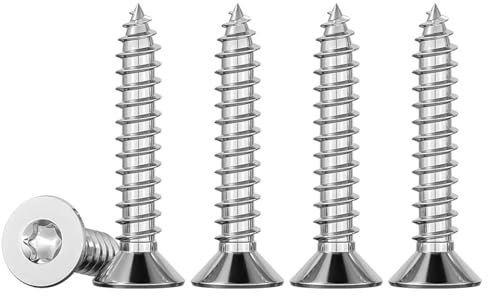 Drenky Vis Autotaraudeuses à Tête Fraisée M3 x 25 à Bois Torx En Acier Inoxydable A2 V2A Entièrement Fileté 50 Pièces Clous, Vise Et Fixations, TX10