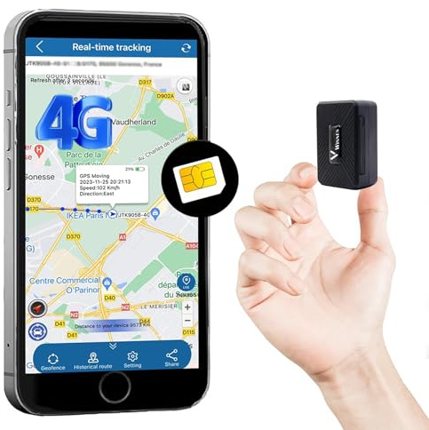 Winnes 4G GPS Tracker Mini con tarjeta SIM ABO, rastreador GPS magnético pequeño para coches, bicicletas, niños, personas mayores, bolsos, actividades al aire libre, impermeable TK913