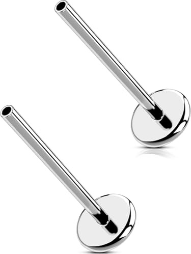 OUFER 2PCS 20G Sans Filetage Poteau G23 Titane Barre de Remplacement pour Boucle d'oreille Tragus Stud Conch Lobe Lip Ring Piercing Jewelry pour Femme 12 mm