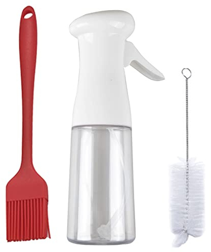 Pulverizador de aceite de plástico de 200 ml, dispensador de aceite con cepillos, botella de spray recargable portátil para vinagre, cocina, vino, salsa de soja, cocinar, hornear, asar