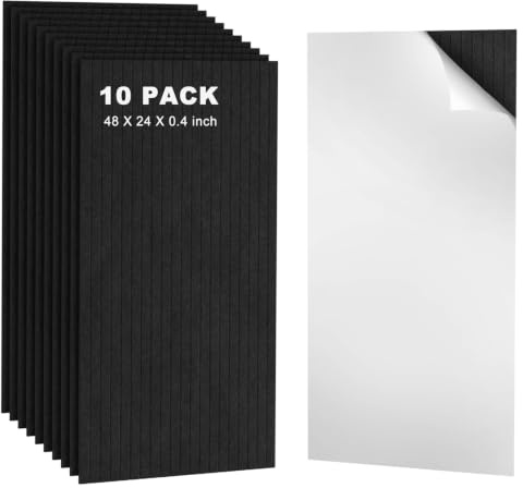 10 Pack Sound Dampening Panels, 48 x 24 Inch Black Acoustic Wall Panels