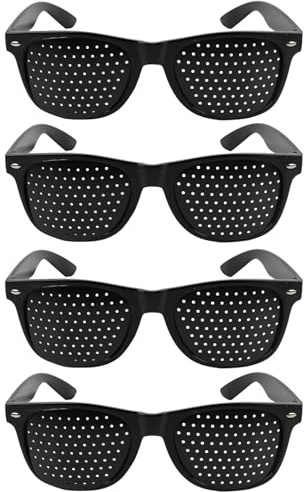 4 Piezas Gafas Reticulares, Gafas Antimiopía de Color Negro con Patillas Plegables, Cómodos de Usar, Diseñados para El Entrenamiento Ocular Y La Relajación de Los Ojos, Adecuados para El Uso Diario
