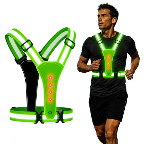 Fancysky Chalecos Reflectantes LED, Ropa Reflectante, Chaleco Reflectante Bicicleta y Luz para Correr para Correr con Cinturón Reflector Adecuado para Nniños y Adultos Reflector