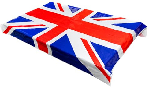 SHATCHI Nappe en Plastique Union Jack – 137 cm x 182 cm – Accessoire Parfait pour Le jubilé