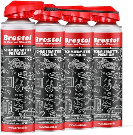 PTFE Spray 4 x 400 ml – 10 i 1 smörjmedel PTFE-baserat smörjmedel kedjespray rostlösare, krypolja kapningsmedel korrosionsskydd kontaktspray kugghjulsspray fuktfuktborttagare