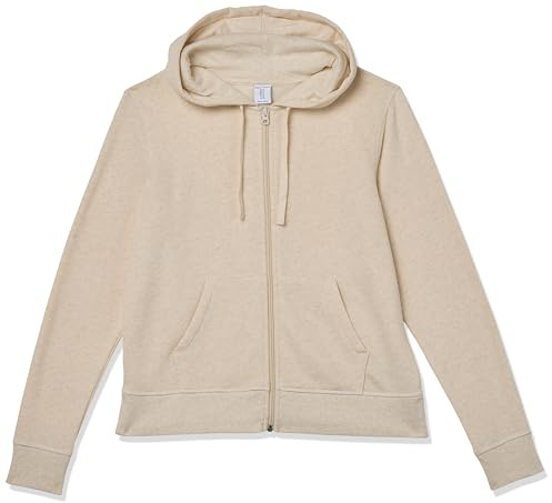 Amazon Essentials Sudadera con capucha de forro polar con cremallera completa (disponible en tallas grandes) Mujer, Avena Mezcla, M