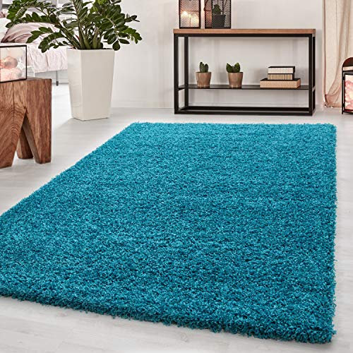 Teppium Hochflor Teppich Küche Shaggy 80 cm Rund Anthrazit - Flauschiger Teppich Extra Weich, Waschbar und Modern Einfarbig Design - Langflor Teppich für Schlafzimmer, Esszimmer und Wohnzimmer