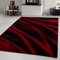 Carpetsale24 Kurzflor Teppich 120x170 cm, Modern Abstrakt Wellen Design in Rot Schwarz, Pflegeleicht, ideal für Wohnbereich, Jugendzimmer oder Essplatz