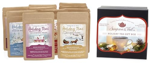 Simpson & Vail, Holiday Gift Sampler Assortment Variety Box, Loose Leaf Tea - 1 Box / 10 Packages