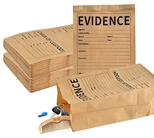 WANGDEFA 50 Pack Paper Evidence Bags 9.45 * 5 * 3 inch Crime Scene Paper Evidence Bag for Receipts (50)